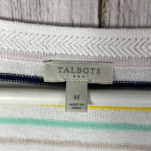 Women's Talbots New Multi Color Striped V Neck Long Sleeve Sweater Size M 292 - Picture 7 of 10